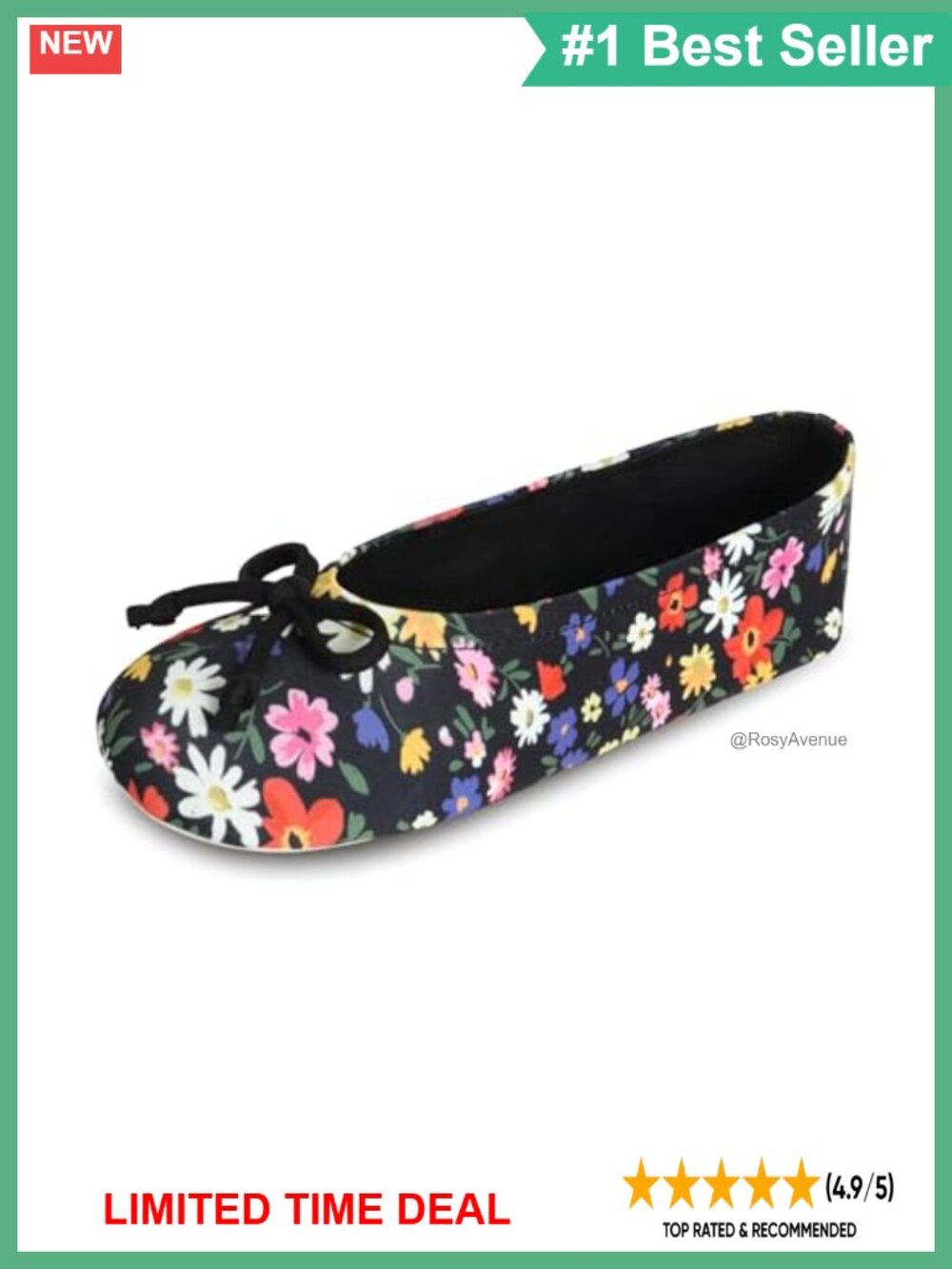 Stretch Ballerina Slippers Soft House Shoes 4-Way Stretch Bow Detail